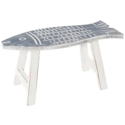 DecoWoerner Decoración Temática|Decoración De Verano>Taburete En Forma De Pez Y Blanco 44 Cm