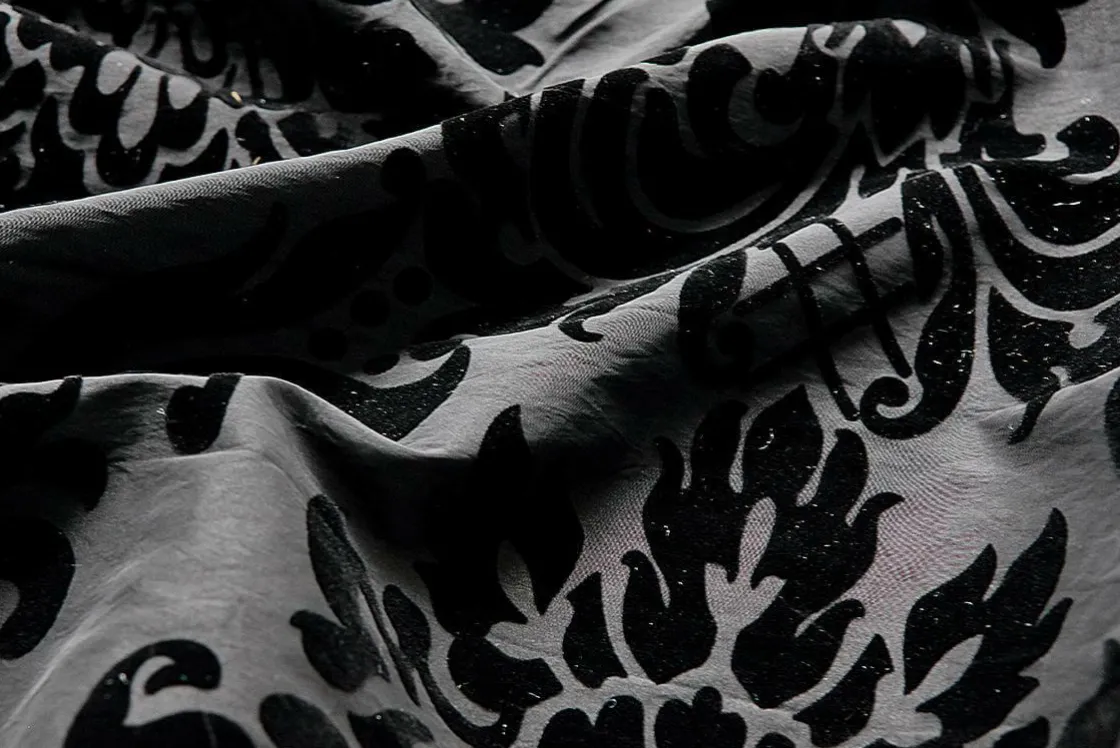 DecoWoerner Telas>Tafetán Con Flocado De Terciopelo, Anchura: 145 Cm, Color