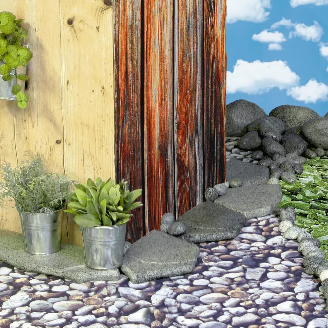 DecoWoerner Telas>Tejido Decorativo "Listones De Madera", Anchura: 150 Cm