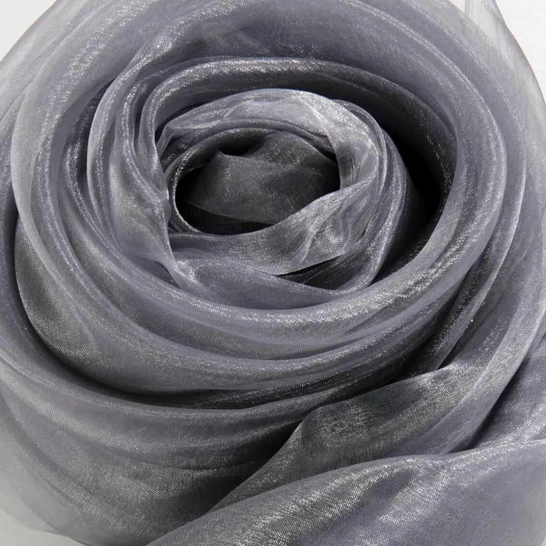DecoWoerner Telas>Tela De Chifón, Color Gris Plateado, 145 Cm