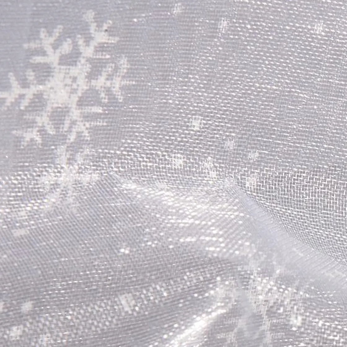DecoWoerner Decoración De Invierno|Telas>Tela De Organza Copos De Nieve Anchura 150 Cm