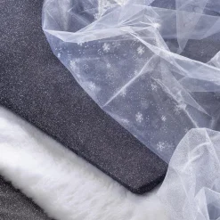 DecoWoerner Decoración De Invierno|Telas>Tela De Organza Copos De Nieve Anchura 150 Cm