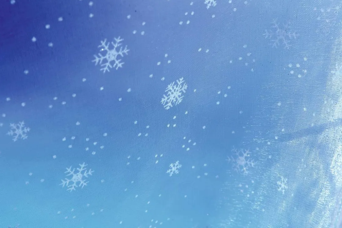 DecoWoerner Decoración De Invierno|Telas>Tela De Organza Copos De Nieve Anchura 150 Cm