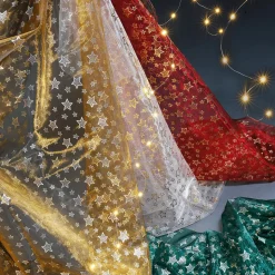 DecoWoerner Telas>Tela De Organza "Estrellitas" Anchura 145 Cm