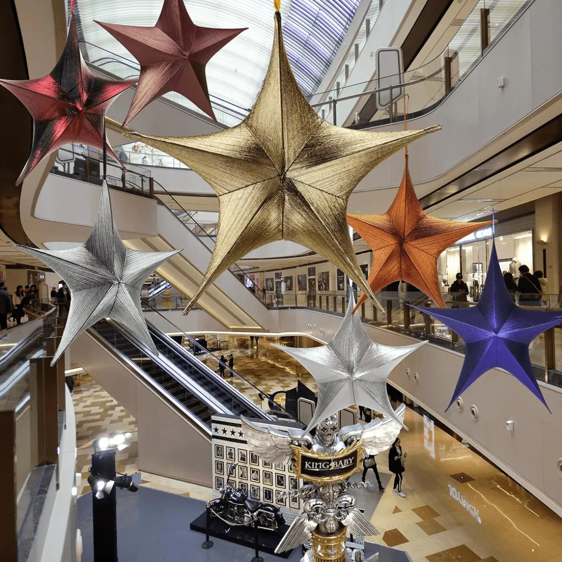 DecoWoerner Estrella De Navidad>Tela Decorativa Estrella Plegable Negro Con Cremallera, 40 Cm