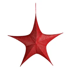 DecoWoerner Estrella De Navidad>Tela Decorativa Estrella Plegable Purpurina Roja Con Cremallera, 40 Cm