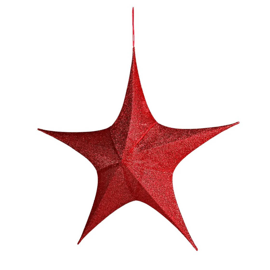 DecoWoerner Estrella De Navidad>Tela Decorativa Estrella Plegable Purpurina Roja Con Cremallera, 40 Cm