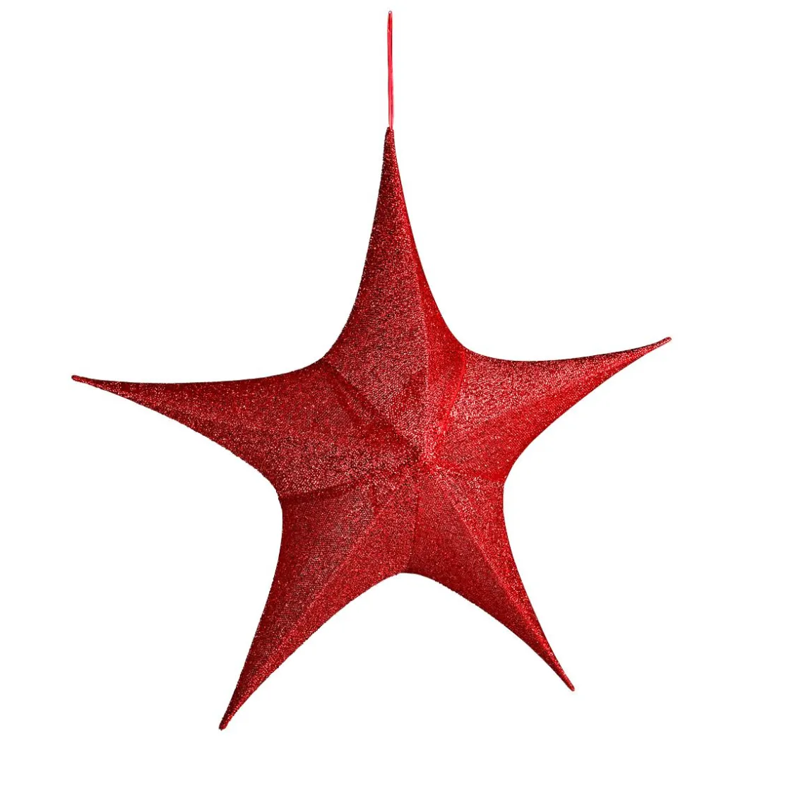 DecoWoerner Estrella De Navidad>Tela Decorativa Estrella Plegable Purpurina Roja Con Cremallera, 40 Cm