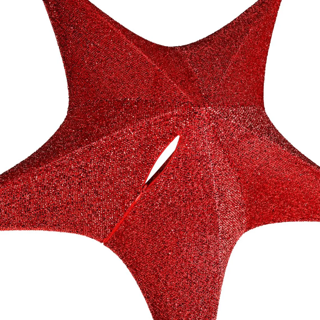 DecoWoerner Estrella De Navidad>Tela Decorativa Estrella Plegable Purpurina Roja Con Cremallera, 40 Cm