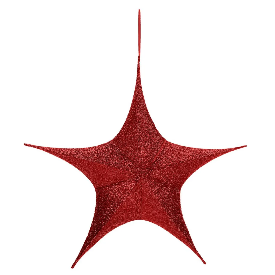 DecoWoerner Estrella De Navidad>Tela Decorativa Estrella Plegable Purpurina Roja Con Cremallera, 40 Cm