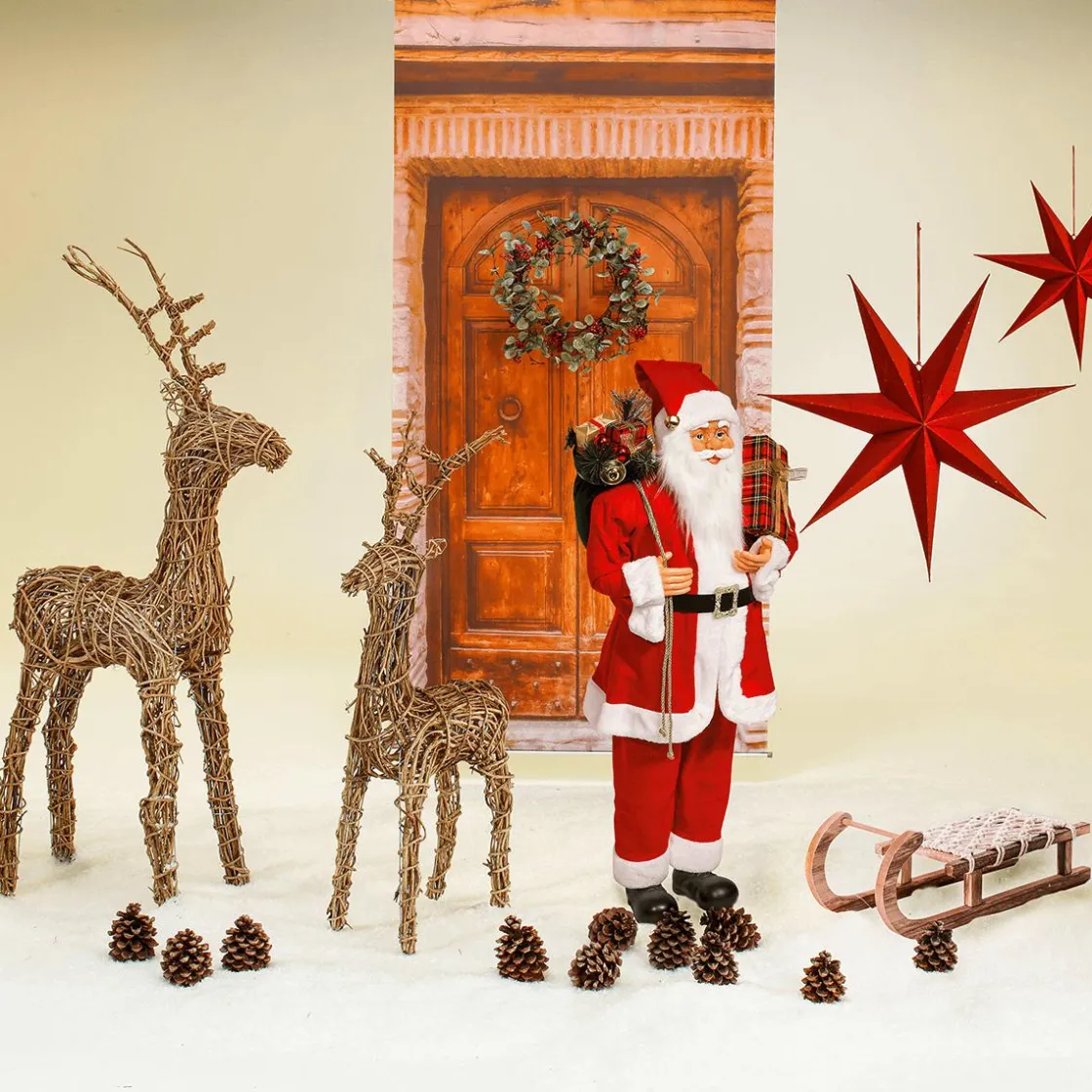 DecoWoerner Decoración De Invierno|Figuras De Navidad>Trineo Decorativo De Madera 40 X 14 X 9,5 Cm