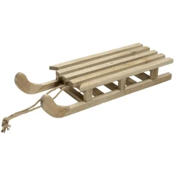 DecoWoerner Decoración Temática|Decoración De Invierno>Trineo Decorativo De Madera Con Cuerda, Natural