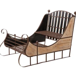 DecoWoerner Decoración De Invierno|Decoración Navideña Xxl>Trineo Decorativo Rústico Vintage 166 X 109 X 111 Cm Madera Y Metal