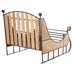 DecoWoerner Decoración De Invierno|Decoración Navideña Xxl>Trineo Decorativo Rústico Vintage 166 X 109 X 111 Cm Madera Y Metal