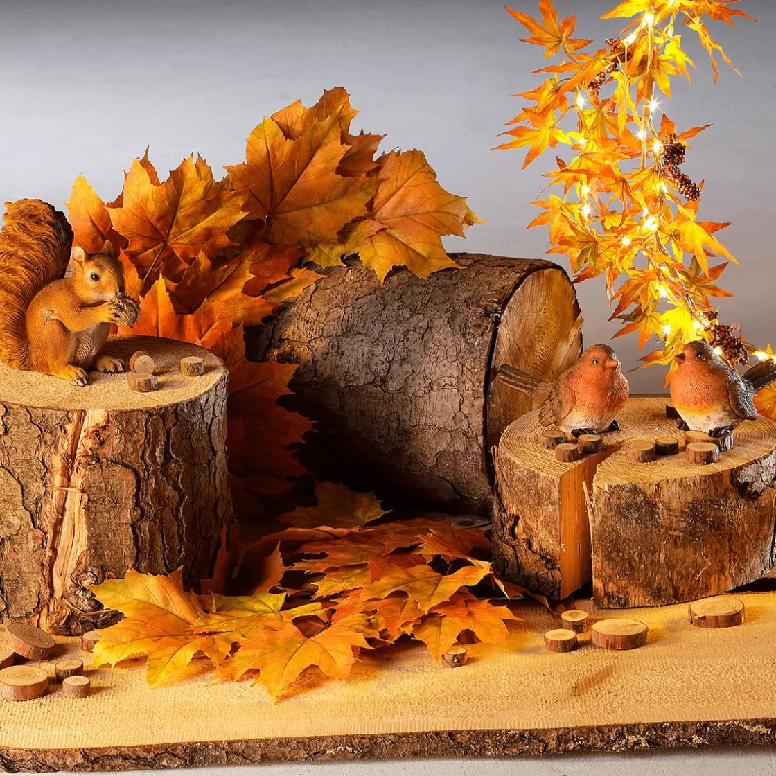 DecoWoerner Decoración Natural|Decoración De Otoño>Troncos De Madera Decorativos, Conjunto De 3 Pz.