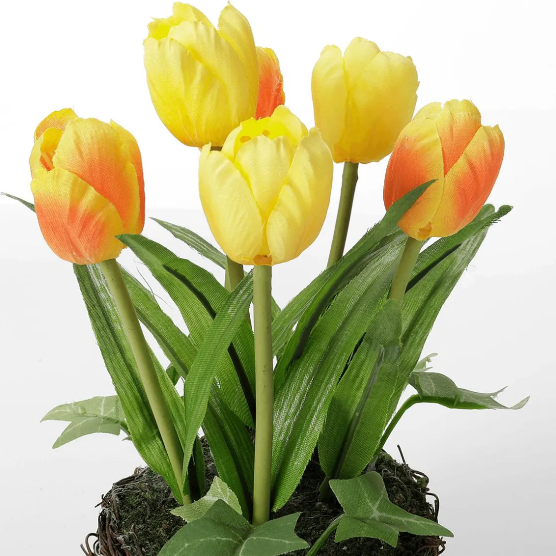 DecoWoerner Decoración De Primavera|Flores Artificiales>Tulipanes Artificiales En Cesta Amarilla, 20 Cm
