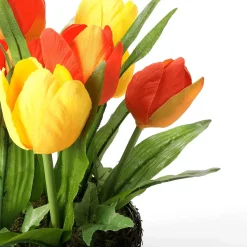 DecoWoerner Decoración De Primavera|Flores Artificiales>Tulipanes Artificiales En Cesta , 25 Cm
