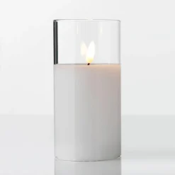 DecoWoerner Figuras De Navidad>Vela De Cera LED En Vidrio Transparente 7,5 X 12,5 Cm