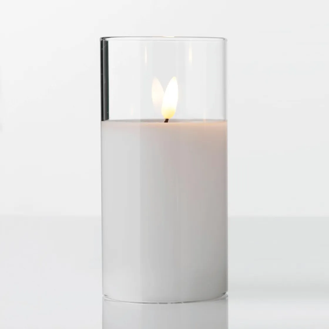 DecoWoerner Figuras De Navidad>Vela De Cera LED En Vidrio Transparente 7,5 X 12,5 Cm