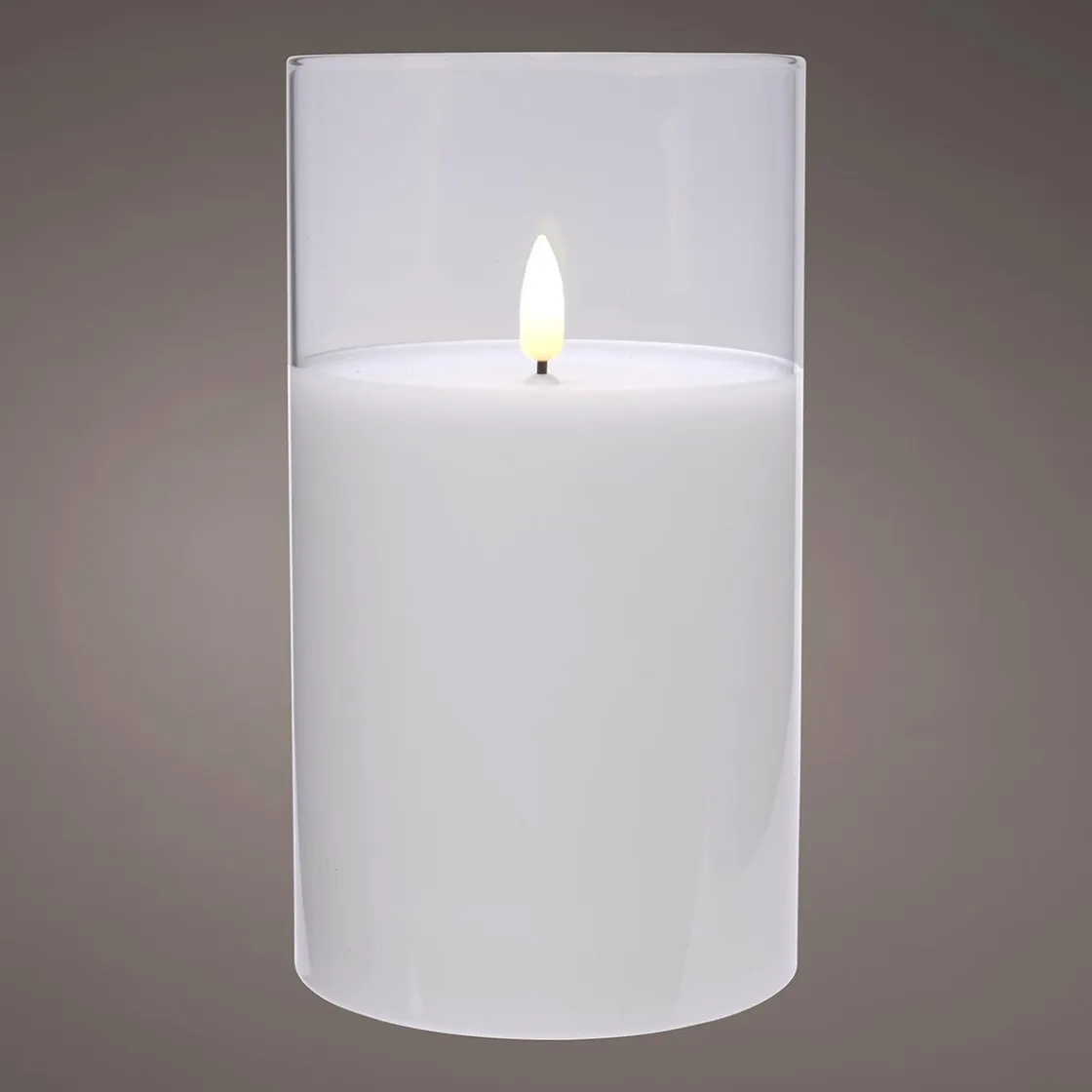 DecoWoerner Figuras De Navidad>Vela De Cera LED En Vidrio Transparente 7,5 X 12,5 Cm