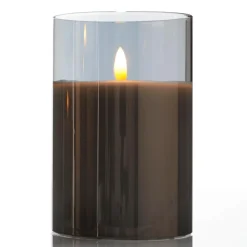 DecoWoerner Luz Decorativa>Vela De Cera LED En Vidrio Humo 10 X 15 Cm