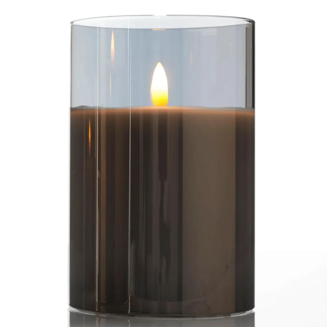 DecoWoerner Luz Decorativa>Vela De Cera LED En Vidrio Humo 10 X 15 Cm