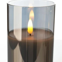 DecoWoerner Luz Decorativa>Vela De Cera LED En Vidrio Humo 10 X 15 Cm