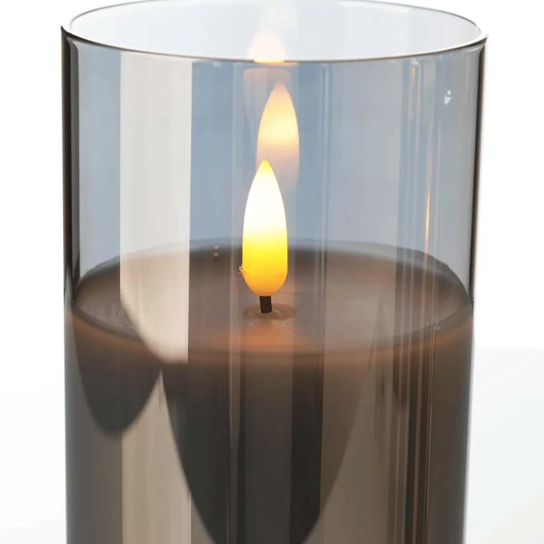 DecoWoerner Luz Decorativa>Vela De Cera LED En Vidrio Humo 10 X 15 Cm