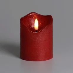 DecoWoerner Luz Decorativa>Vela De Cera LED Roja 7,5 Cm Ø, 10 Cm De Altura