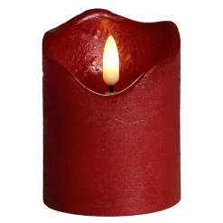 DecoWoerner Luz Decorativa>Vela De Cera LED Roja 7,5 Cm Ø, 10 Cm De Altura