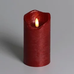 DecoWoerner Luz Decorativa>Vela De Cera LED Roja 7,5 Cm Ø, 12,5 Cm De Altura