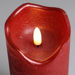 DecoWoerner Luz Decorativa>Vela De Cera LED Roja 7,5 Cm, Ø 15 Cm De Altura