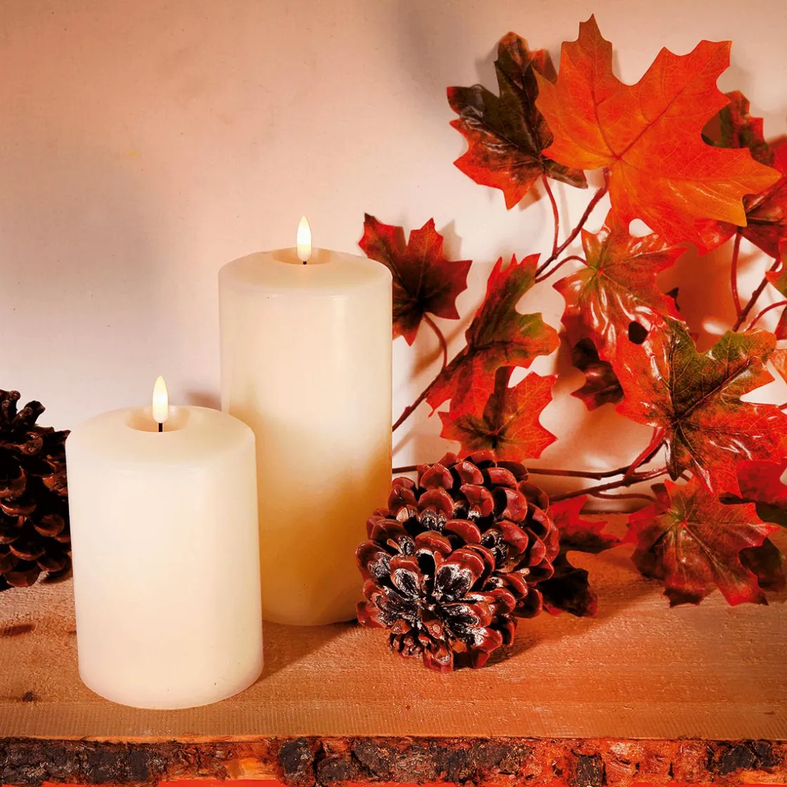 DecoWoerner Luz Decorativa>Vela De Cera Real LED 25 Cm Crema