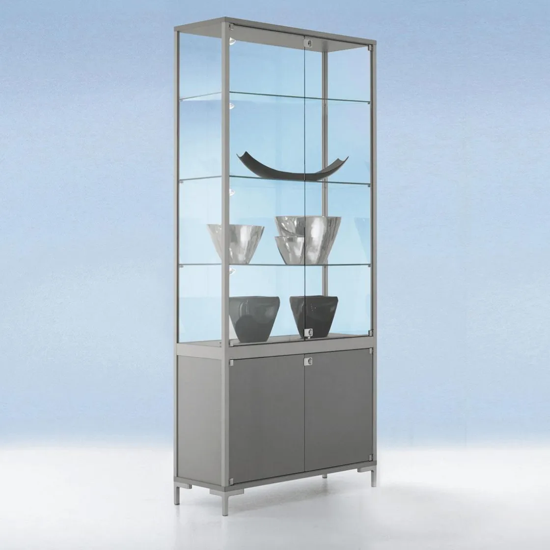 DecoWoerner Expositores Para Tiendas>Vitrina Con Almacenaje Y Luz 186x 80cm