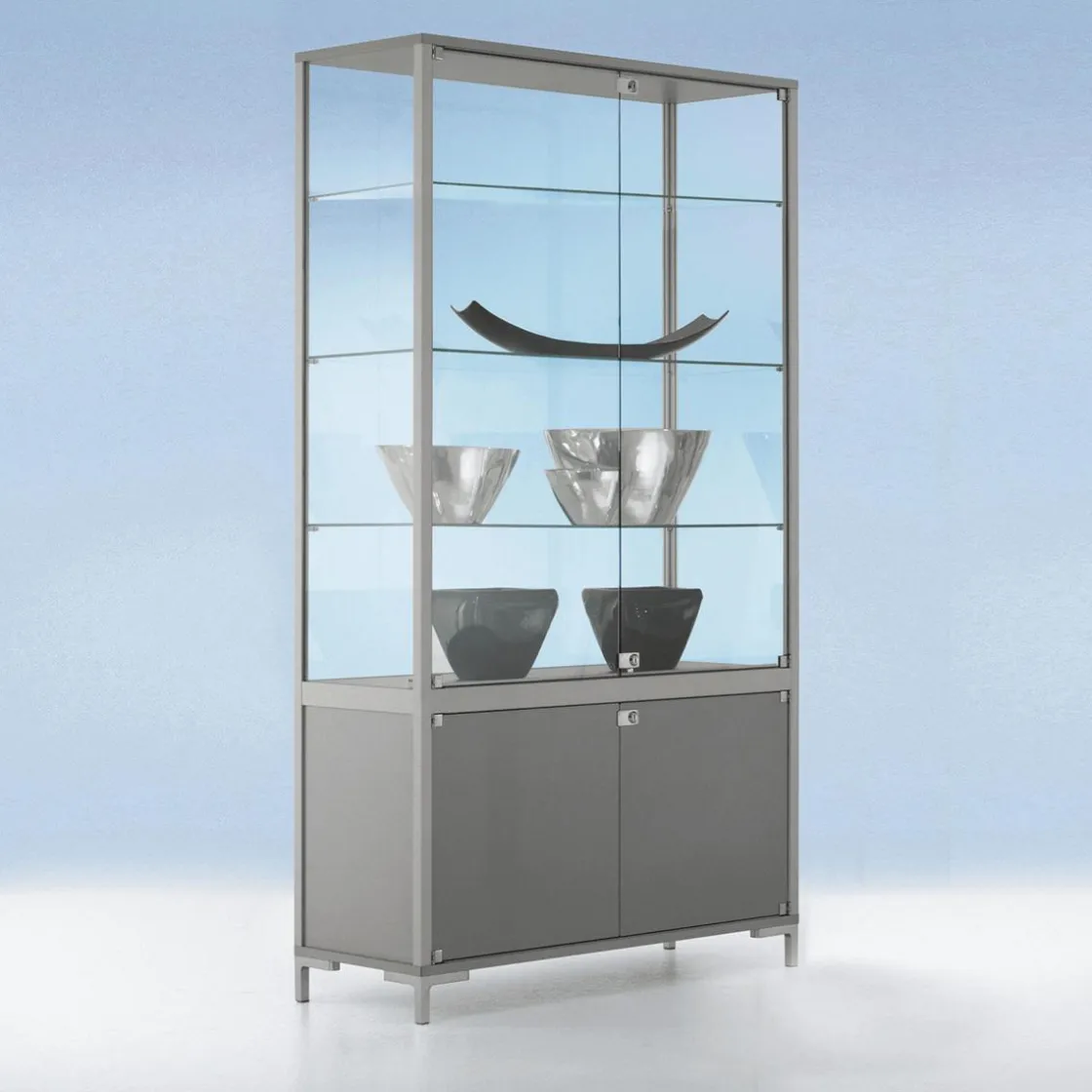 DecoWoerner Expositores Para Tiendas>Vitrina Con Compartimento Cerrado, 186 X 100 X 40 Cm